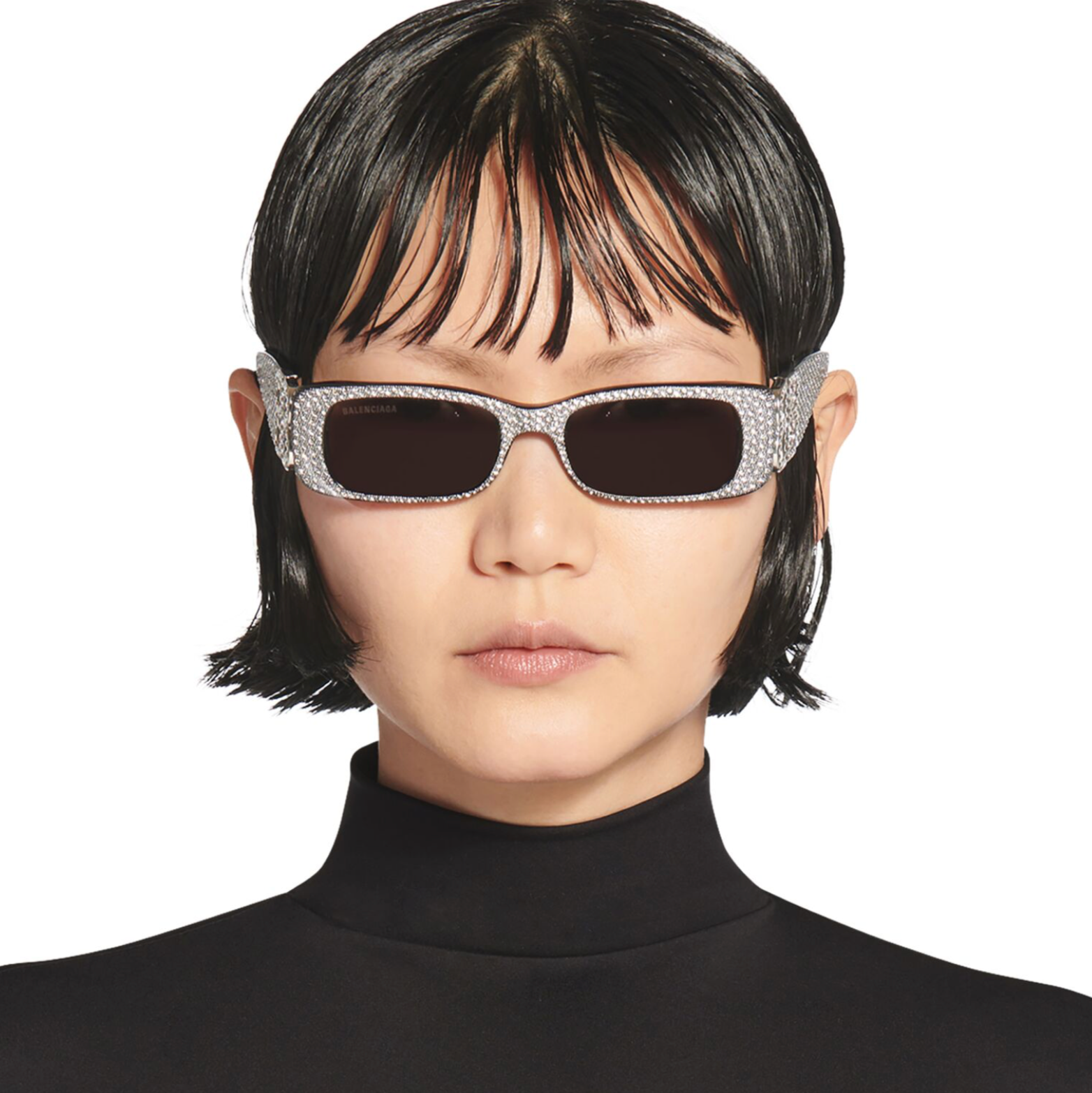 Balenciaga Dynasty Rectangular Sunglasses in Rhinestones | RADPRESENT
