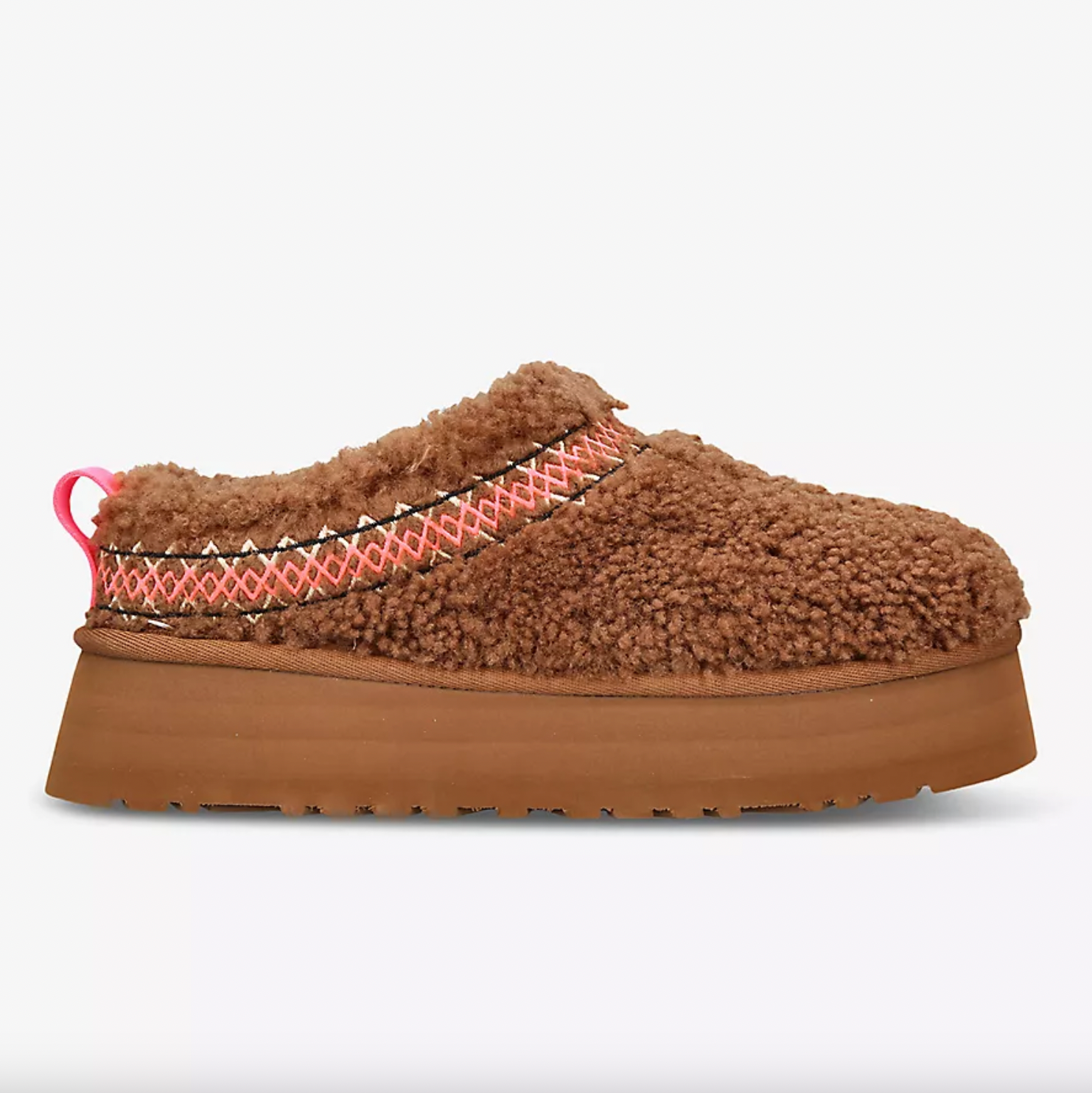 Brown Tazz shearling-lined suede platform slippers, Ugg