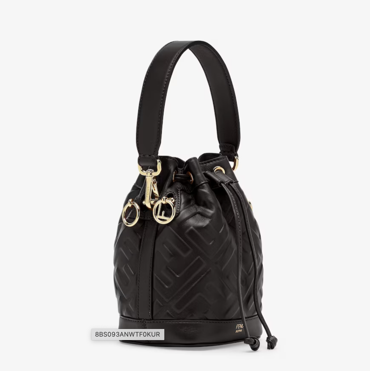 MON TRESOR LEATHER MINI BUCKET BAG WITH FF MOTIF BLACK