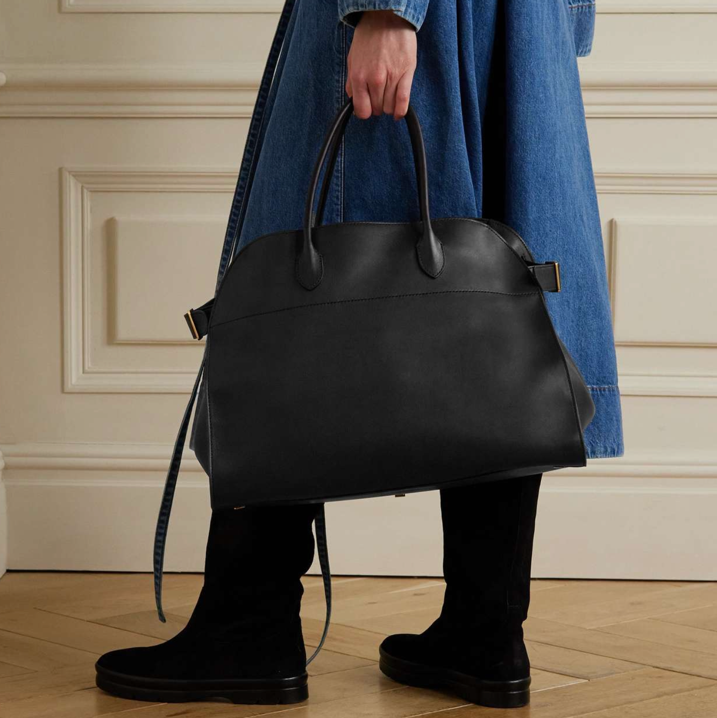 The Row Margaux 15 Top-Handle Bag in Suede