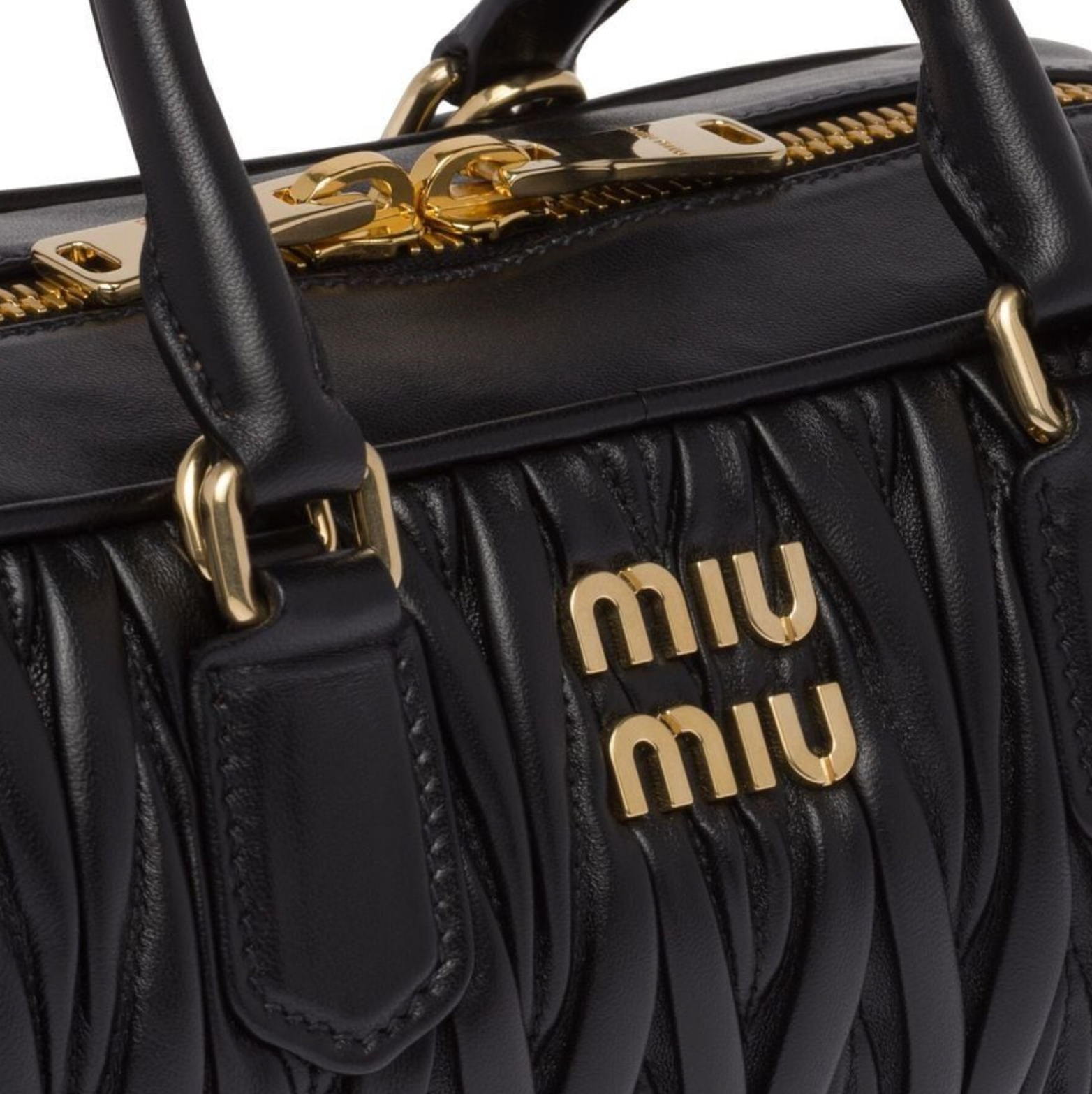 Miu Miu Black Matelasse Nappa Leather Double Zipper Crossbody Bag Miu Miu