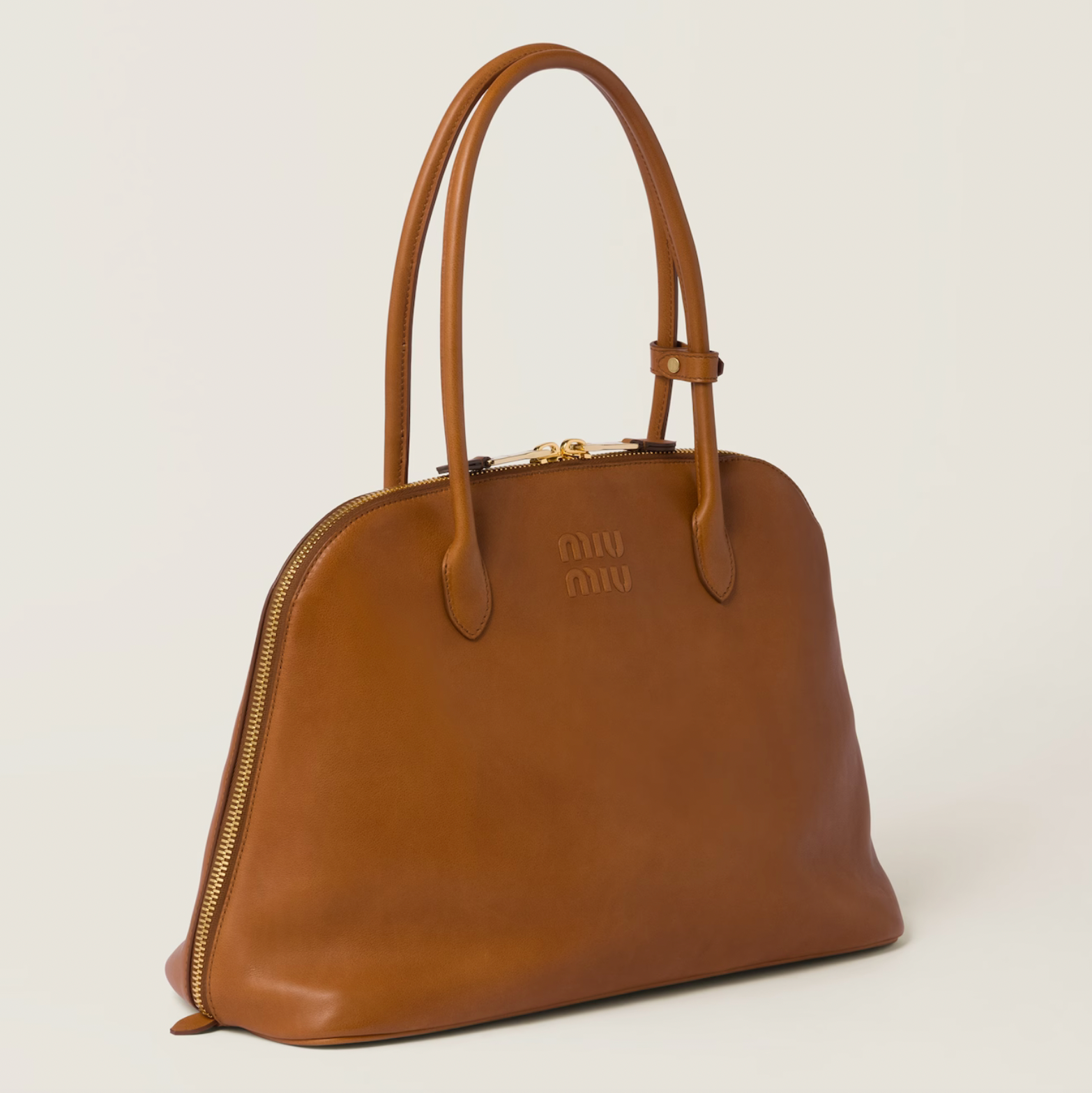 Cognac leather tote handbag best sale