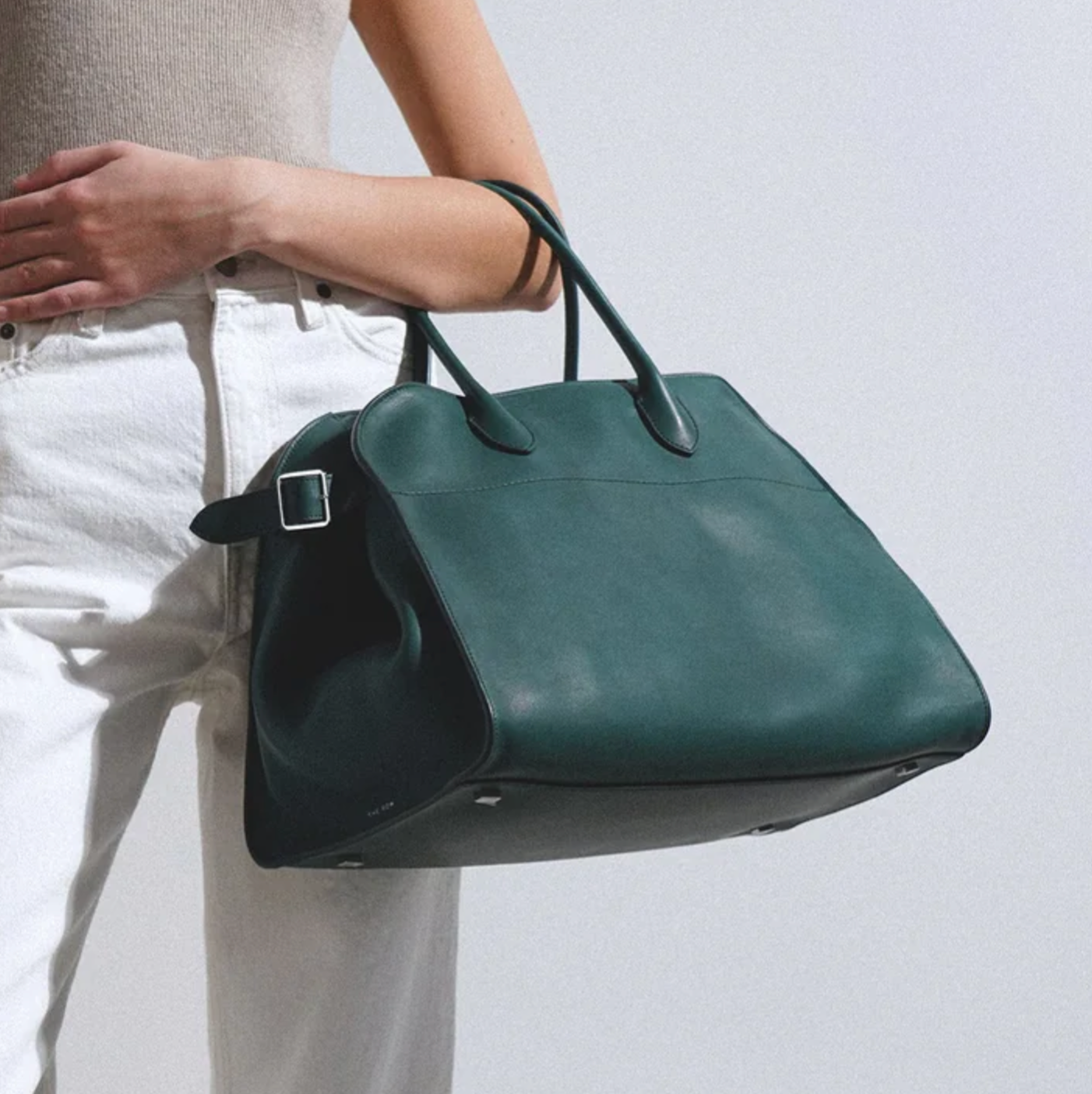 MARGAUX 15 SOFT LEATHER TOTE - GREEN