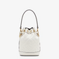 MON TRESOR LEATHER MINI BUCKET BAG WITH FF MOTIF - WHITE