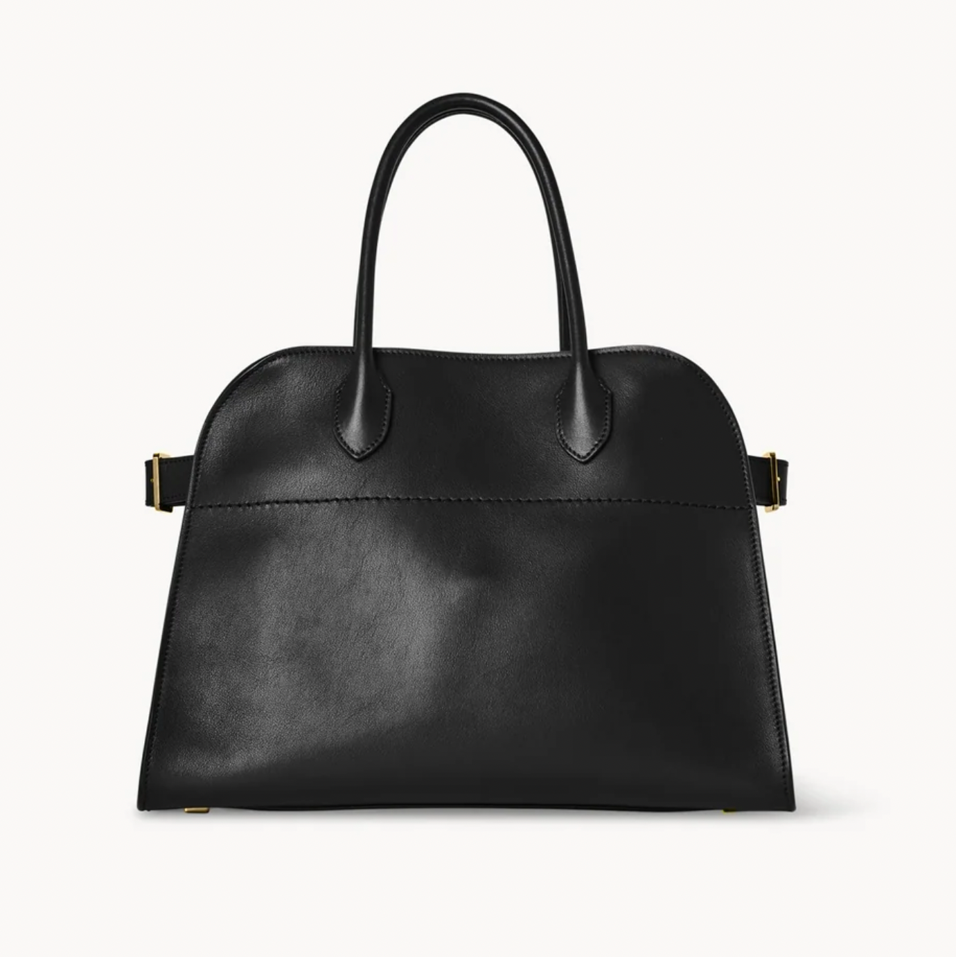 SOFT MARGAUX 12 BUCKLED LEATHER TOTE - BLACK