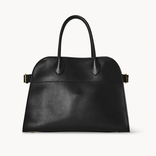 SOFT MARGAUX 12 BUCKLED LEATHER TOTE - BLACK