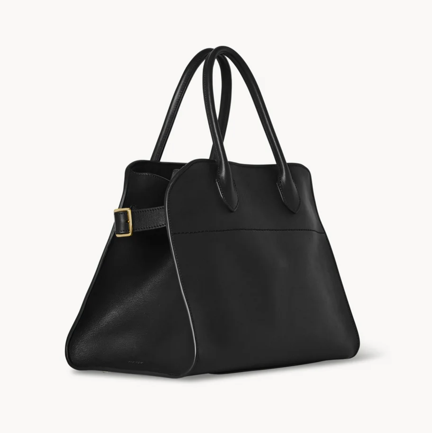 SOFT MARGAUX 12 BUCKLED LEATHER TOTE - BLACK