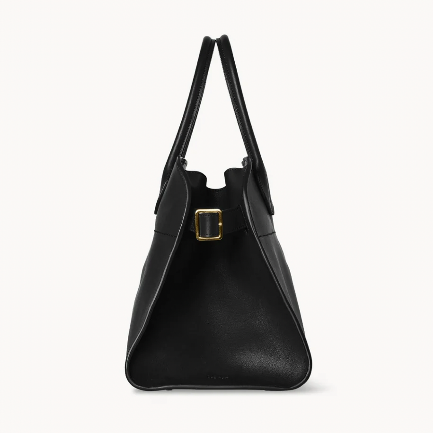 SOFT MARGAUX 12 BUCKLED LEATHER TOTE - BLACK