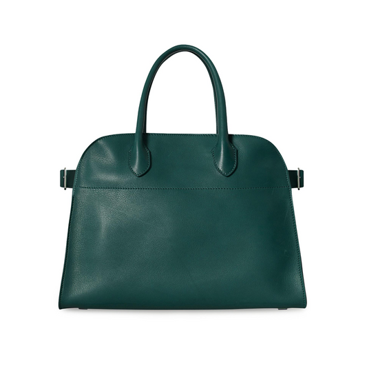 SOFT MARGAUX 12 BUCKLED LEATHER TOTE - GREEN