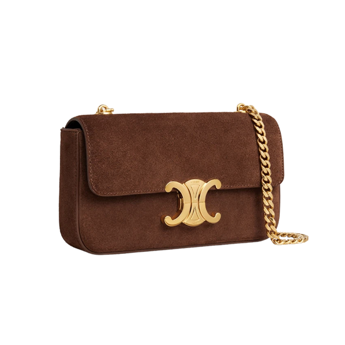 CHAIN TRIOMPHE BAG IN SUEDE CALFSKIN - PECAN