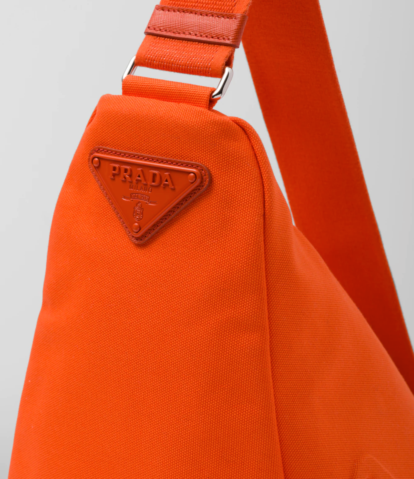 Orange Color Triangle Nylon Shoulder Bag for Women Adjustable