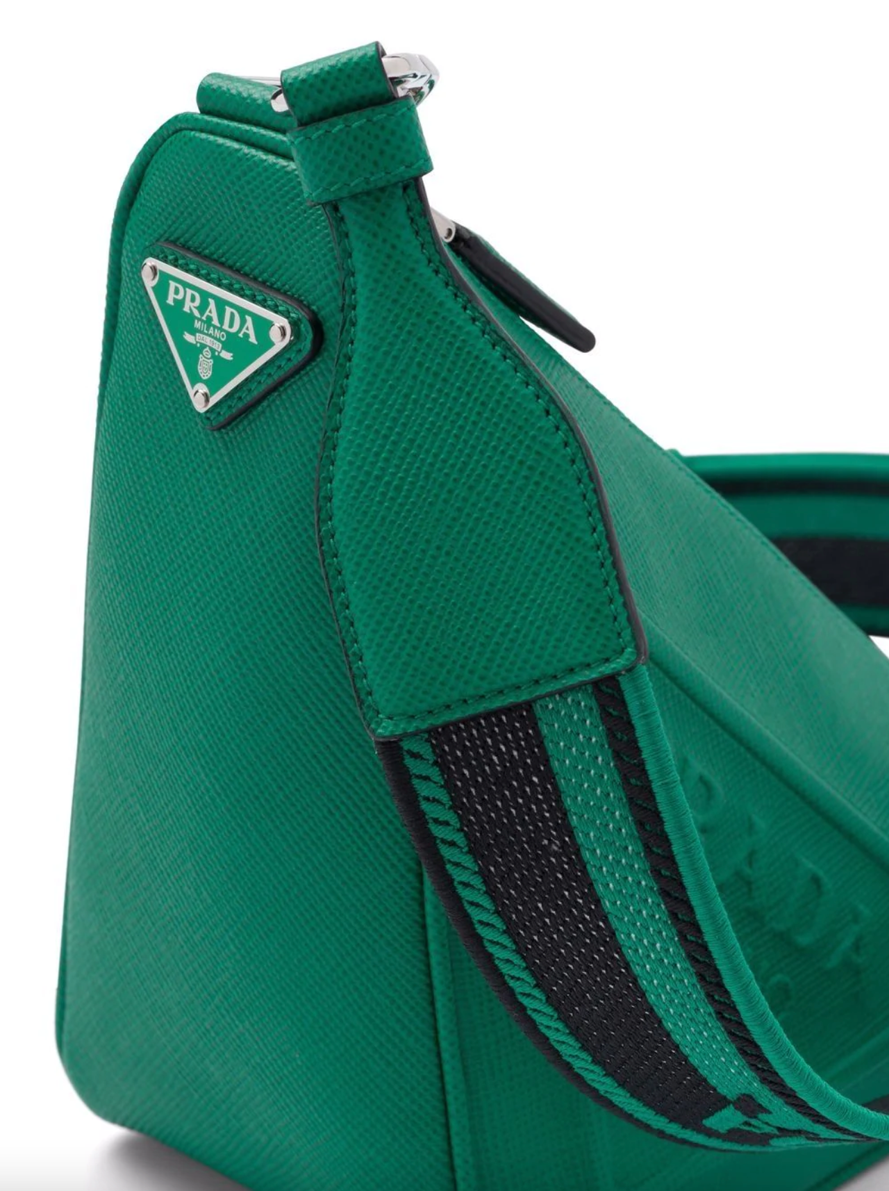 PRADA Triangle Leather Shoulder Bag Green