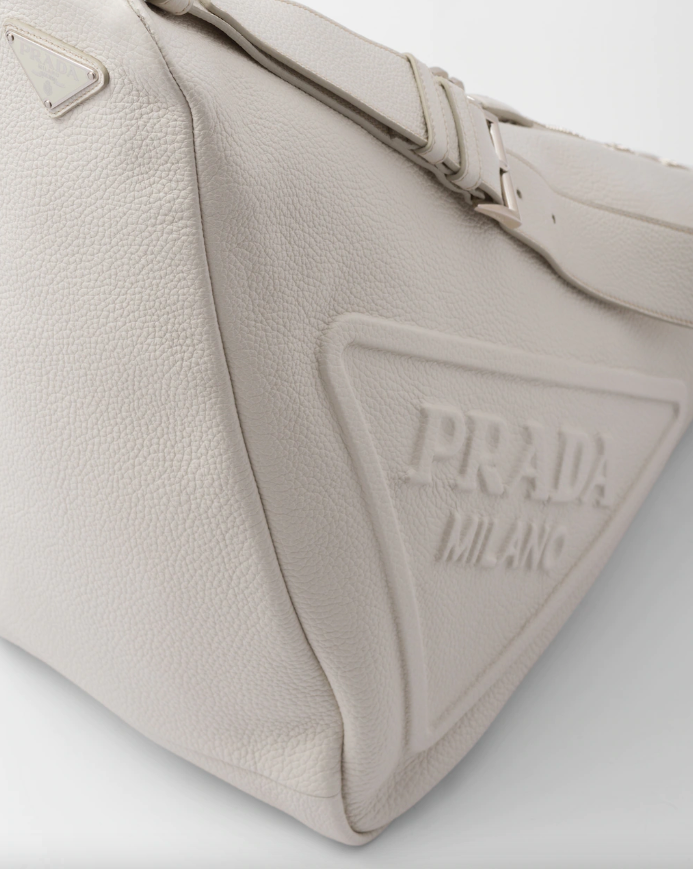 Prada Triangle Leather Shoulder Bag in White for Men