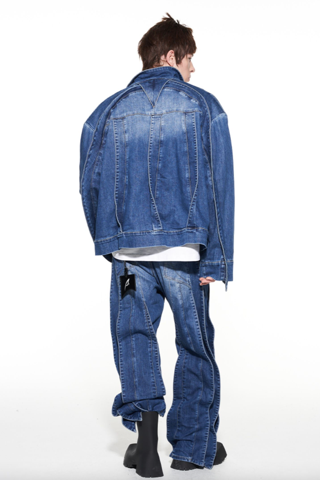 BALMAIN: jacket in denim with logo - Blue | Balmain jacket BH1TC251DD53  online at GIGLIO.COM